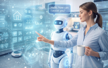 futuristic artificial intelligence in everyday life smart home and human interaction