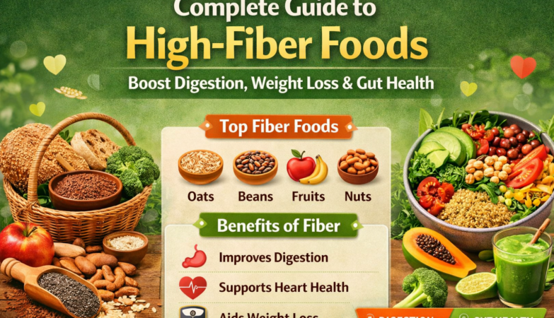 Complete guide to high fiber foods for digestion, weight loss and gut health with Indian diet plan