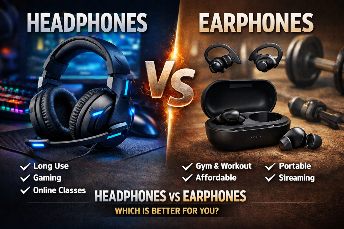 Headphones vs Earphones: Which Is Better for Long Use, Gaming, Study & Daily Life in 2026?